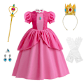Miniatyrbillede 1 af 4: (c) Prinsesse Peach Kostume Piger Fødselsdag Halloween Jul Rollespil Udklædning - 100cm