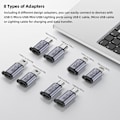 Miniatyrbild 3 av 5: USB C till Micro USB-adapter, Typ C/Micro USB hona till Lightning hane-konverterare, Micro USB till USB C-förlängare (8-pack)