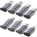 Miniatyrbild 1 av 5: USB C till Micro USB-adapter, Typ C/Micro USB hona till Lightning hane-konverterare, Micro USB till USB C-förlängare (8-pack)