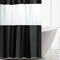 Miniatyrbillede 2 af 5: Vandtæt bruseforhæng i stabil størrelse, bruseforhæng i vandafvisende materiale, 180 x 200 cm med 12 kroge (sort)