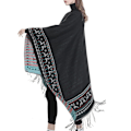 Miniatyrbillede 4 af 5: 1 stk. sort fleece poncho dame kappe retro åben kvinde vinter