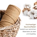 Miniatyrbild 3 av 5: 3 färger Makramégarn, Makramérep 3mm X 100m Naturligt Makramé Bomullsgarn, Naturligt bomullsgarn Flätat rep Gör-det-själv-tapet, Växthantverk Presentdekoration
