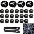 Miniatyrbilde 1 av 5: Hjulmutterbeskyttelse Modell 3 Hjulkapselsett med Tesla-logo Navkapselmutterdeksler for Tesla Model 3 Model Y (Svart)