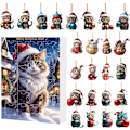 Miniatyrbilde 1 av 5: Katt-Adventskalender 2024, 24 Dager Julnedtelling med Søte Kattdukker, Juledekorasjon