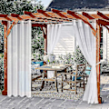 Miniatyrbilde 3 av 5: 2 stk. Utendørsgardiner for Terrasse Avtakbare for Enkel Vanntett Transparent Gardin for Veranda Hage Lysthus