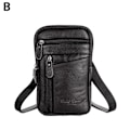 Miniatyrbild 6 av 11: Lädermodetelefonväska för män, bältesväska, crossbody, midjeväska, P - spot black One-size
