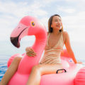 Miniatyrbillede 2 af 3: Dobbelt flamingo badering voksen vand oppustelig mount fortykket overdimensioneret børns flydende seng