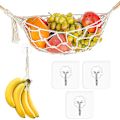 Miniatyrbild 1 av 5: Hängande Fruktkorg för Kök, Handvävd Bananförvaringsnät, Utrymmesbesparande Fruktorganisatör [YDE]