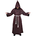 Pikkukuva 1 / 5: Munkkiasu, keskiaikainen luostarin munkki hupun kanssa, renessanssin pappi, takki, asu, Halloween ja naamiaisasu brown XL