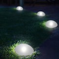 Pikkukuva 3 / 5: Vedenpitävät aurinkokennovalot puutarhaan, ulkokäyttöön, koristeelliset LED-kivet, 4 kpl, viileä valkoinen [YDE]