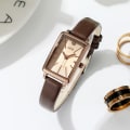 Miniatyrbilde 2 av 4: Lær armbånd liten firkantet klokke damer liten mote klokke Grønn