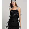 Pikkukuva 1 / 2: Great Gatsby -mekko, 1920-luvun juhlat, vintage, ranskalainen, naisten mekko, musta Black Black M