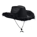 Miniatyrbillede 1 af 4: Fjer Cowboy Hat Cowgirl Hat Black