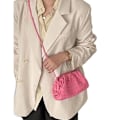 Miniatyrbild 2 av 2: PU Vävd Väska Satchel Cloud Mini Läder Clutch Väska Pink
