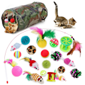 Miniatyrbild 1 av 5: 21 stycken kattleksaker, Kitty Toys Assorted, kattunnel fjäder teaser trollspö mus möss bollar och klockor leksaker set för katt