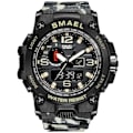 Miniatyrbillede 1 af 6: SMAEL Nyt Herreur 50M Vandtæt Ur Alarm Reloj Hombre 1545D Dual Display Armbåndsur Quartz Militærure Til Herrer CamoKhaki