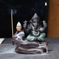 Miniatyrbillede 1 af 5: Kreativ Ganesha Røgelse Vandfald Røgelse Holder Desktop Ornament Tilbageflow Vandfald Dekor Aromaterapi Ornament Gave Grøn