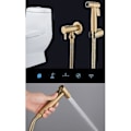 Miniatyrbild 4 av 5: Badrum Toalett Bidé Kran Kit Borstat guld Bidé Sprayer Dusch med avstängningsventil