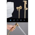 Miniatyrbillede 4 af 5: Toilet Bidet Kran Kit Børstet Guld Bidet Sprayer Bruser med Afspærringsventil
