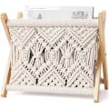 Miniatyrbillede 1 af 6: Macrame Tidningsstativ Boho Tidningsstativ Fritstående Opbevaring Ba