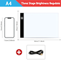 Miniatyrbillede 7 af 8: LED Lysbord A5/A4/A3 med 3 Lysstyrker Lysbord/Lysbord A4