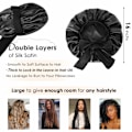 Miniatyrbilde 3 av 4: Satin Bonnet Silke Bonnet For Søvn Dobbeltlags Satin Fôret Hår Bonnet Med Sløyfe Bonnets For Kvinner Naturlig Krøllete Hår black