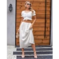 Miniatyrbillede 6 af 7: Dame Satin Slip med Blondekant, Lang Hvid Underkjole white M