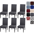 Miniatyrbilde 1 av 5: Spisestuestoltrekk Sett med 4 eller 6, Stretch Avtakbare Vaskbare Spisestolbeskyttere Dekorasjon Slipcover Setetrekk for Hotell grå grey 6pcs