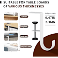 Miniatyrbillede 6 af 6: 3 stk. Stå op skrivebord butik klemme-på under skrivebord rygsæk bøjle taske pung krog til kontor bord klemme håndtaske holder små kroge justerbar