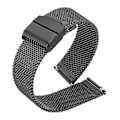 Miniatyrbillede 1 af 5: 121314151617182022mm Milanese Loop Hurtigudløser Armbånd i Rustfrit Stål til Mænd Kvinder Mesh Metal Udskiftningsarmbånd Urrem Sort Black 21mm
