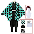 Pikkukuva 1 / 6: Demon Slayer Kimetsu No Yaiba Tanjirou Kamado Cosplay -asu Kimono Anime -univormusetti aikuisille lapsille - 6-osainen setti 6 piece set 150