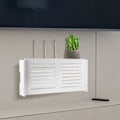 Miniatyrbillede 2 af 4: Wifi Router Opbevaringsboks Væghængt Trådløs Panelhylde Stikbræt Beslag Kabelarrangør Hjem D Hvid