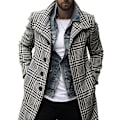 Pikkukuva 1 / 5: Kappa Miesten Pitkä Herrasmies Lämmin Villa Takki Talvitakki Talvitakki Talvi Casual Business Slim Fit Takki Paksu Tuulenpitävä Lämmin Takki Houndstooth Print