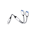 Miniatyrbilde 3 av 3: Typ-C til dobbel USB 2.0-adapter Sølv