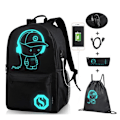 Miniatyrbilde 5 av 11: Anime Lysende Oxford Skolesekk Dagstursekk Skulderveske Under 15,6 Tommer med USB-ladeport og Lås Skolesekk for Gutter Jenter(YD) B medium size 1 set