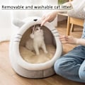 Miniatyrbillede 2 af 5: Blød varm katteseng aftagelig sødt design med en hængende hårbold seng til kæledyr med skridsikker Pink Rabbit Pink Rabbit L