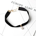 Miniatyrbillede 2 af 5: Sort Klassisk Fløjls Choker Halskæde Stræk Gotisk Choker med Perle Vedhæng til Kvinder og Pige
