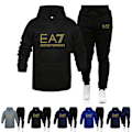 Miniatyrbilde 2 av 6: (c) Herre Sports Hoodie Tracksuit Sett Langermet Hoodie Genserjakke + Joggebukser Treningsbukser Antrekk Lommer CC C 2XL