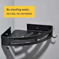 Miniatyrbillede 4 af 5: ChristmasDrilling Duschhylde, Sort Hjørne Duschhylde, Bruseopbevaring med 4 Kroge, Aluminium Rustfri ChristmasDrilling Badeværelseshylde (2-pak