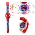 Miniatyrbillede 1 af 3: Avengers Superhelte Lysende Blinkende Lys Børne Musik Ur Spiderman