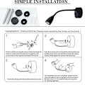 Miniatyrbillede 2 af 5: 12V-24V LED-læselampe, dæmpbar læselampe til autocamper med USB-oplader, til autocamper, lastbil, trailer, campingvogns sengelampe, 2 stk. - sort Cy[CH] black