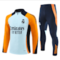 Miniatyrbillede 1 af 2: 2425 Ny Real Madrid Fodbold Langærmet Halv Lynlås Voksen & Børn Træningstrøje Grå-orange Gray-orange XL