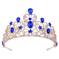 Miniatyrbilde 2 av 5: Safir Bryllup Tiara for Brud, Prinsesse Krone Voksen Rhinestone Hårbånd, Bryllupshårtilbehør for Kvinner, Gull Hodeplagg