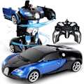 Pikkukuva 1 / 7: Kauko-ohjattava auto, 1:18 Muuntuva lelu kauko-ohjattava muuntautuva auto, 2-in-1 Muuntajarobottilelu 2,4 GHz:n kaukosäätimellä Blå - Bugatti Veyron
