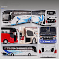 Miniatyrbilde 4 av 5: 1/32 Setra Lyxig Buss Leksaksbil Diecast Miniatyrmodell Pull Back Ljud & Ljus Pedagogisk Samling Present Till Pojke Barn Gold