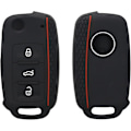 Miniatyrbillede 1 af 5: Sort rød bilnøglebeskyttelse kompatibel med VW Skoda Seat 3-knaps Ca[CH] G