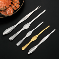 Miniatyrbilde 2 av 10: Krabbeg gaffel i rustfritt stål 4 stk Krabbe Spiseverktøy Krabbe Klo Krabbenål Husholdningsfisk og skalldyr Skrellet hårete krabbe Tilbehør A Large 20cm Silver