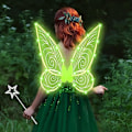 Miniatyrbilde 6 av 7: Glitrende Fe-vinger for Voksne, LED-Hårbånd for Karneval og Temafester Stjerngrønn Stjärngrön Stjärngrön