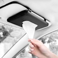 Pikkukuva 1 / 6: Nahkainen nenäliinapidike, maskipidike, suorakulmainen aurinkolipan nenäliina, maskiannostelija, ensiluokkainen auton nenäliinapidike autoon, ajoneuvoon (musta)