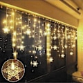Miniatyrbild 1 av 4: Ljusgardin Ljusgirlang, 4m LED Julbelysning IP44, Utomhus Inomhus 8 Belysningslägen, Ljus för Jul Bröllop Fönsterdekoration